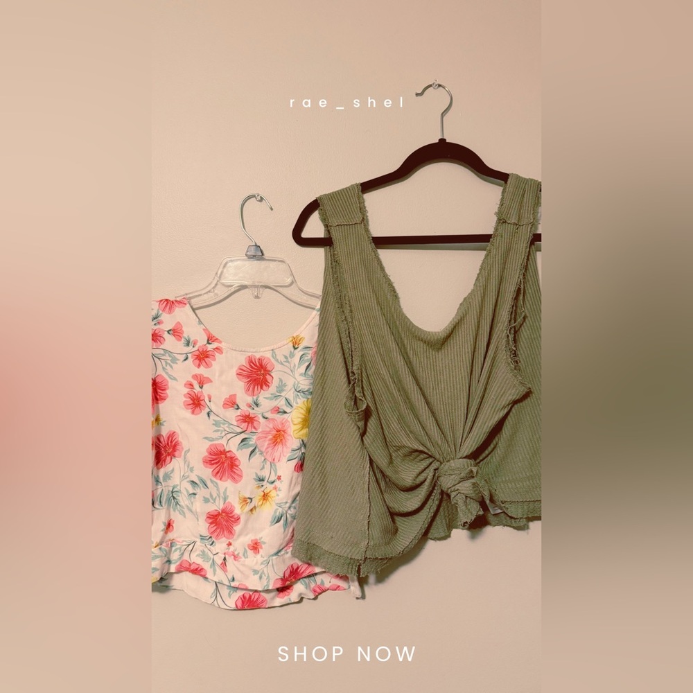 Spring Essentials: Free People Olive Ribbed Tank & GB Floral Crop Top
